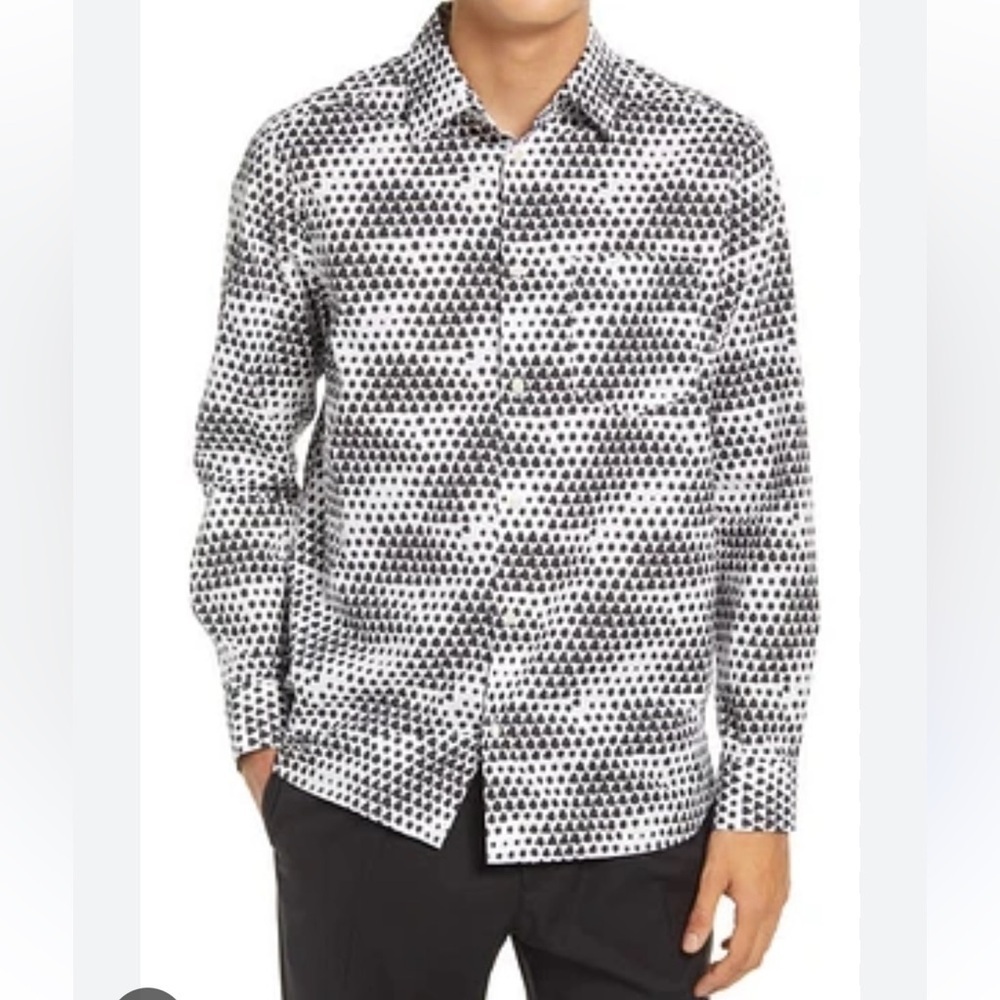 Ted Baker Black & White Geo Tile Dress Shirt